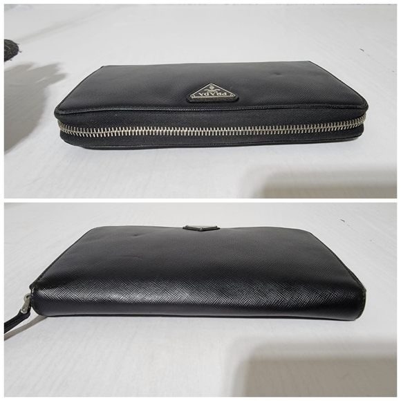 Prada Saffiano Leather Zip Around Wallet Black - Picture 7 of 13